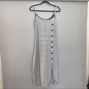 Mango plaid midi dress black and white small